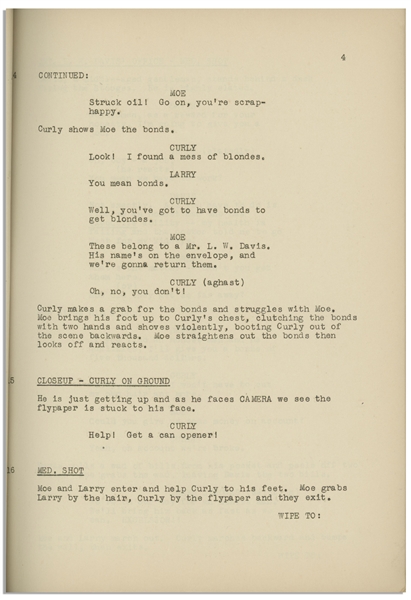 Moe Howard's 26pp. Script Dated July 1940 for The 1941 Three Stooges Film ''So Long Mr. Chumps'' -- Very Good Condition